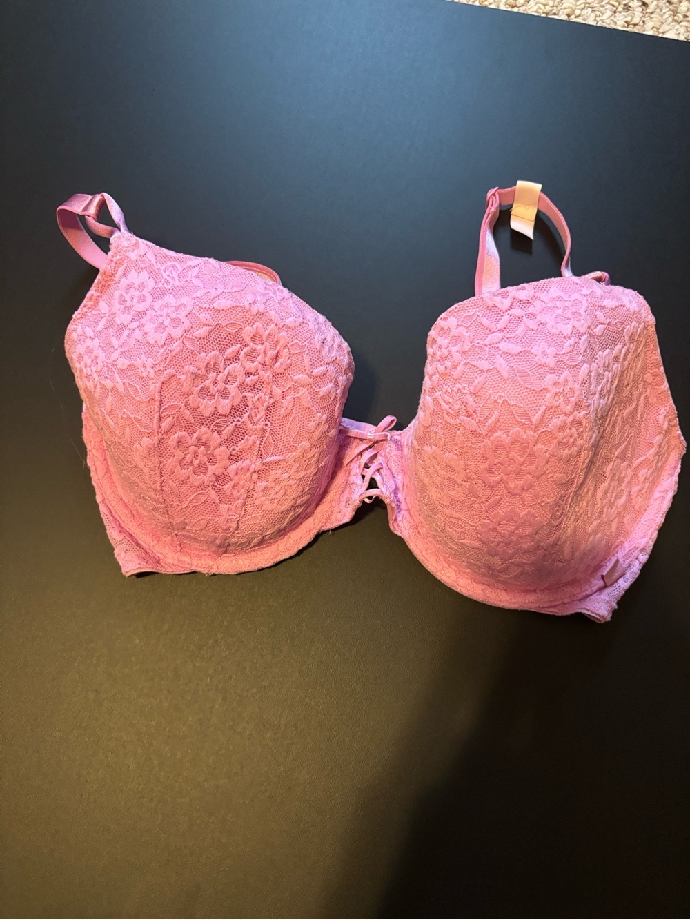 Victoria's Secret Pink Lace Push-Up Bra with Bow Detail